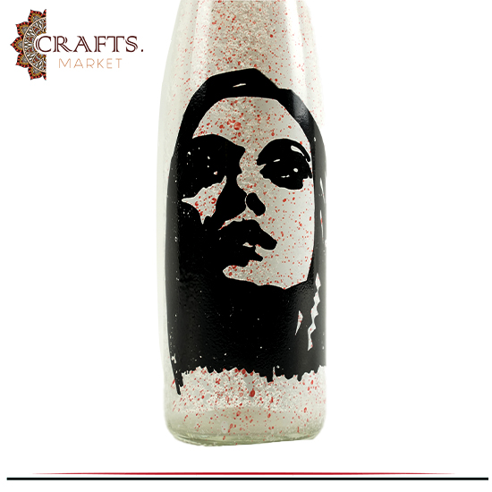 Hand-painted Table Décor made of Bottle With the design of artist  Fairuz
