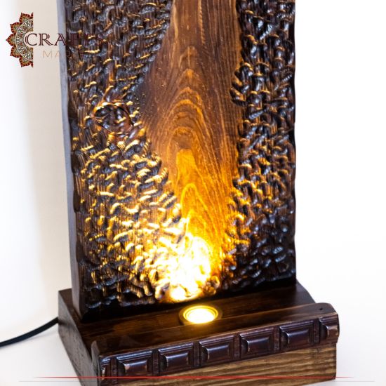 Handcrafted Wooden Table Lamp with Palestine Map design