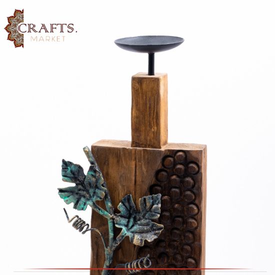 Handcrafted Brown Wooden Natural Candlestick