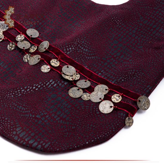 حقيبة يد نسائية من القماش لون بني محمر مصنعة يدويا