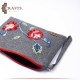 Handmade Grey Fabric Women's Clutch Bag with a Flowers design