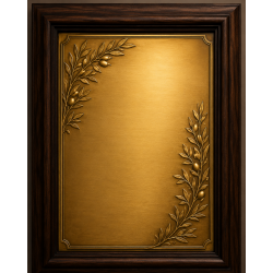 Copper plaque with a wooden frame