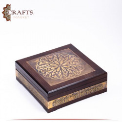 Handcrafted Brown Wooden Serving Box