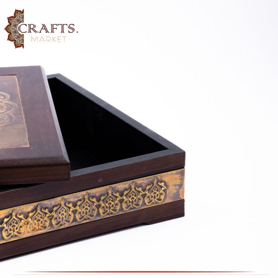 Handcrafted Brown Wooden Serving Box